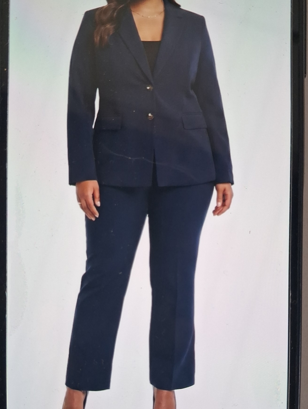 Classic Women's Plus Size Navy Two-Piece Pant Suit